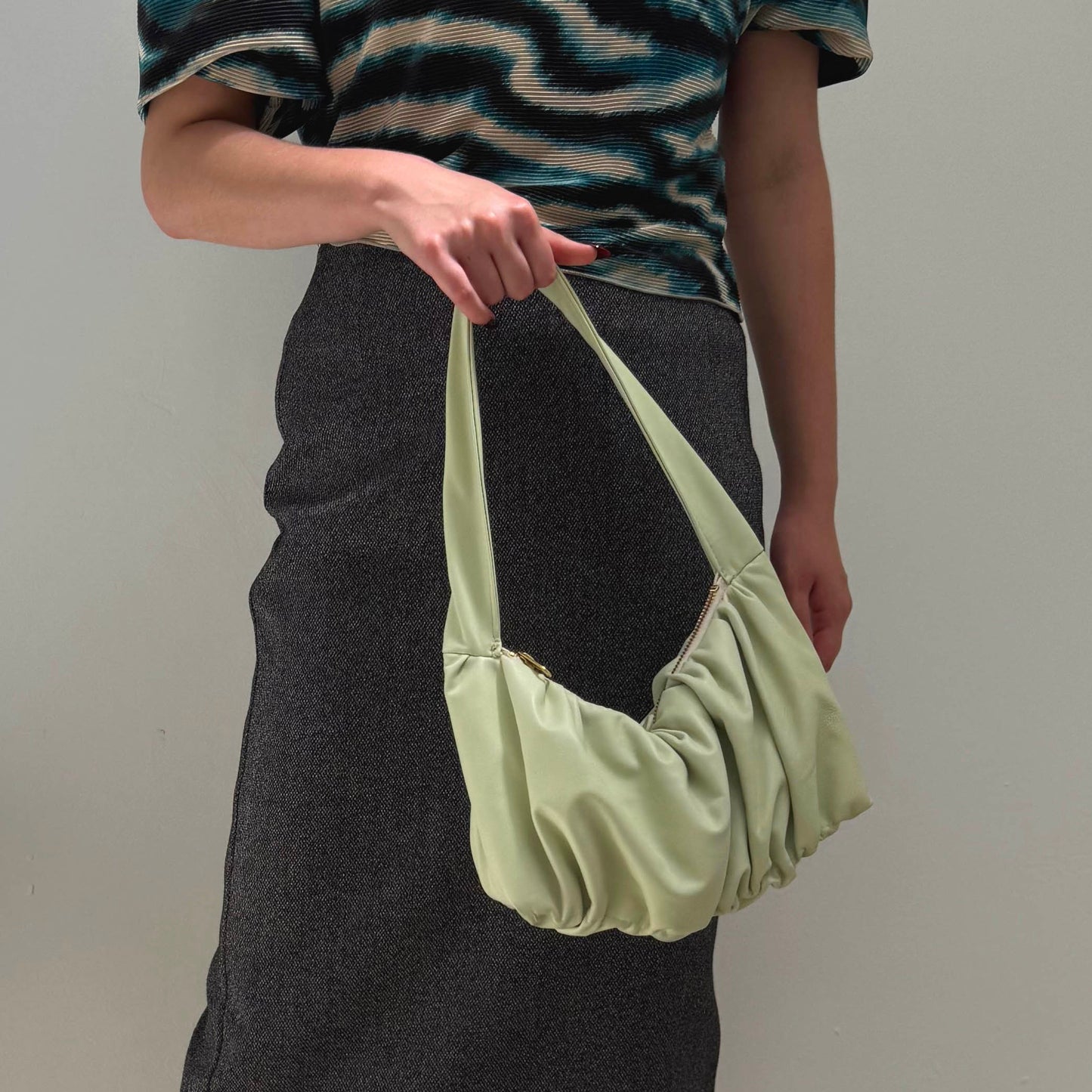 Ruched Mini Sling Bag - Lime