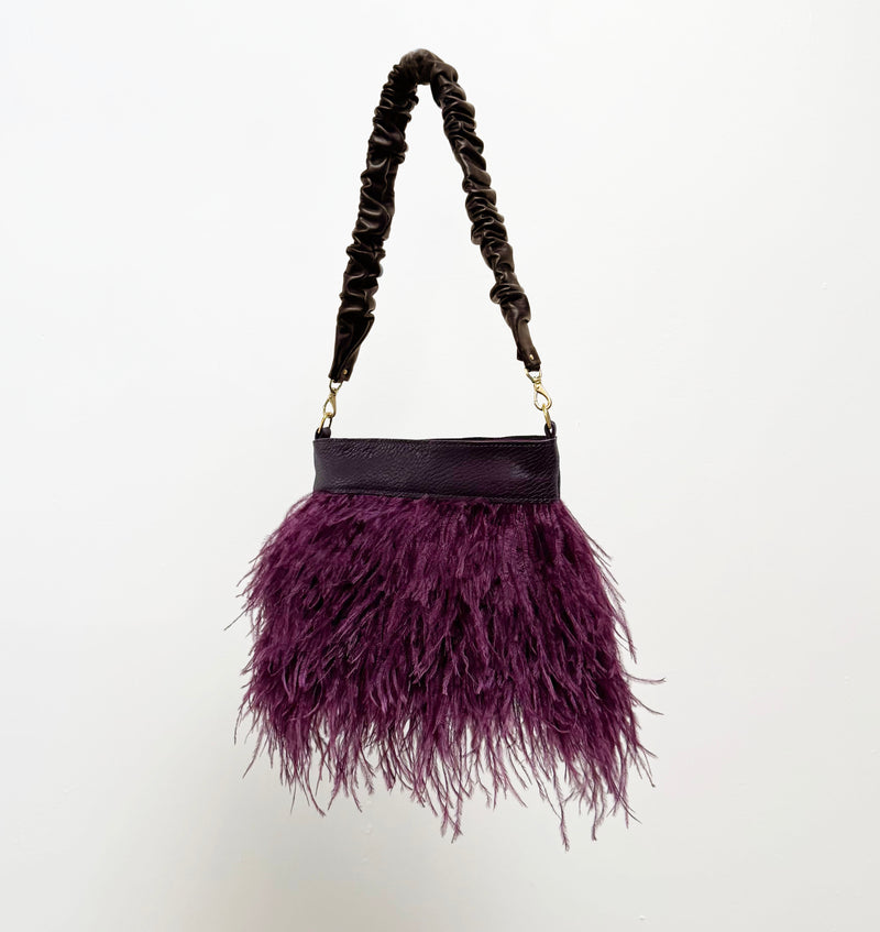 Feathered Bag - Plum