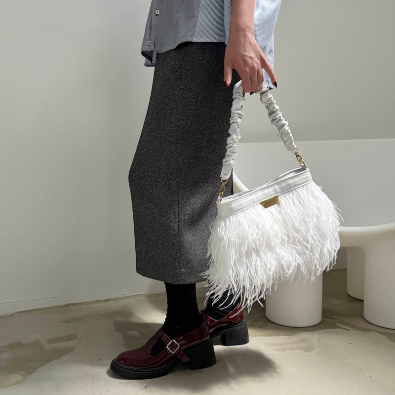 Feathered Bag - White