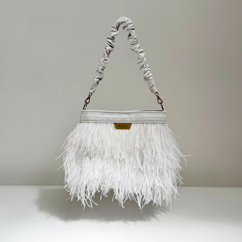 Feathered Bag - White