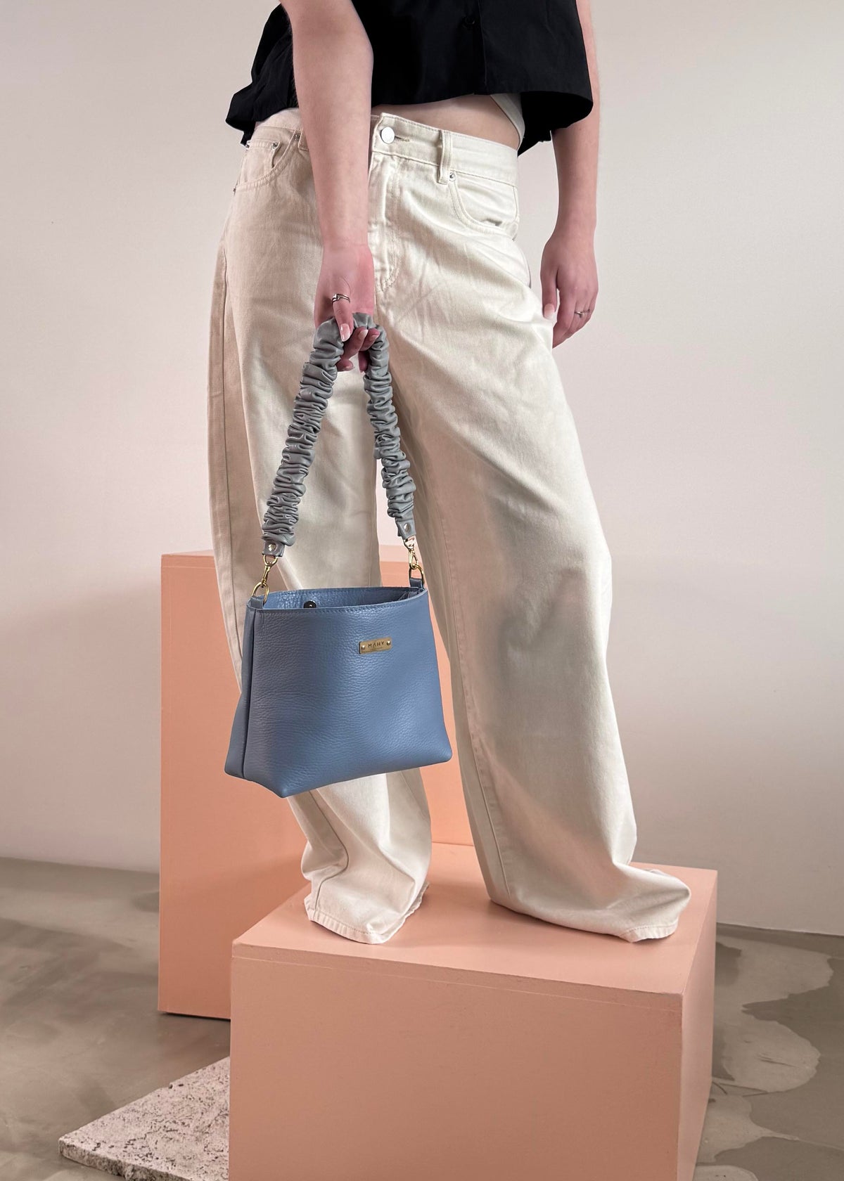 Shoulder Bucket Bag - Sky