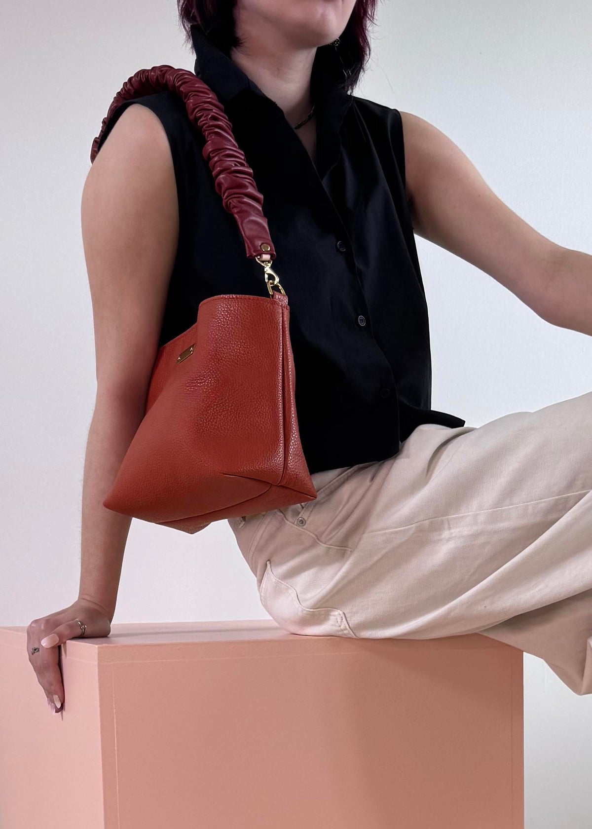 Shoulder Bucket Bag - Terracotta