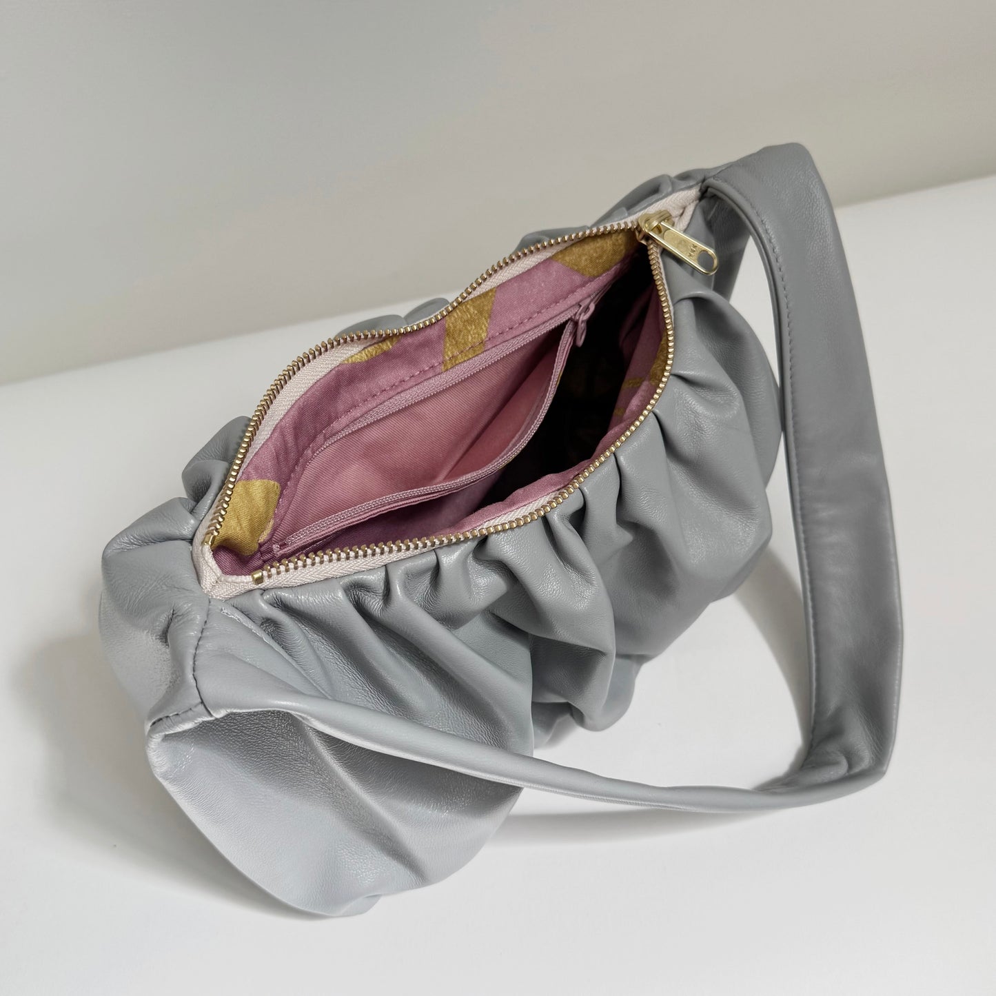 Ruched Mini Sling Bag - Pebble