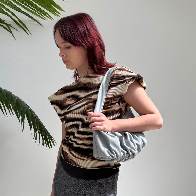 Ruched Mini Sling Bag - Pebble