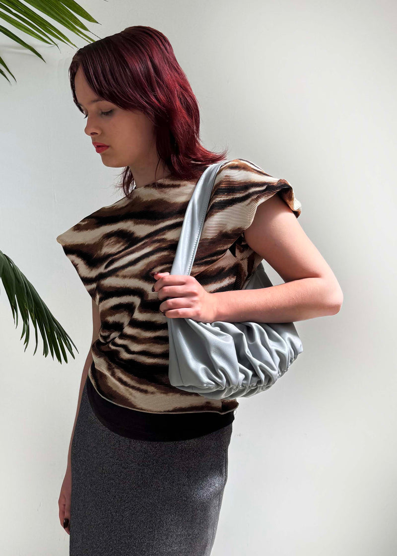 Ruched Mini Sling Bag - Pebble