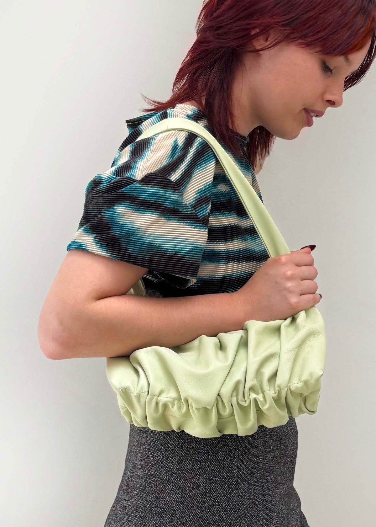 Ruched Mini Sling Bag - Lime
