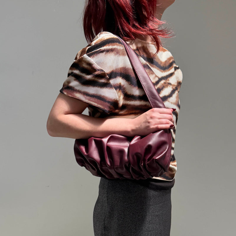 Ruched Mini Sling Bag - Plum