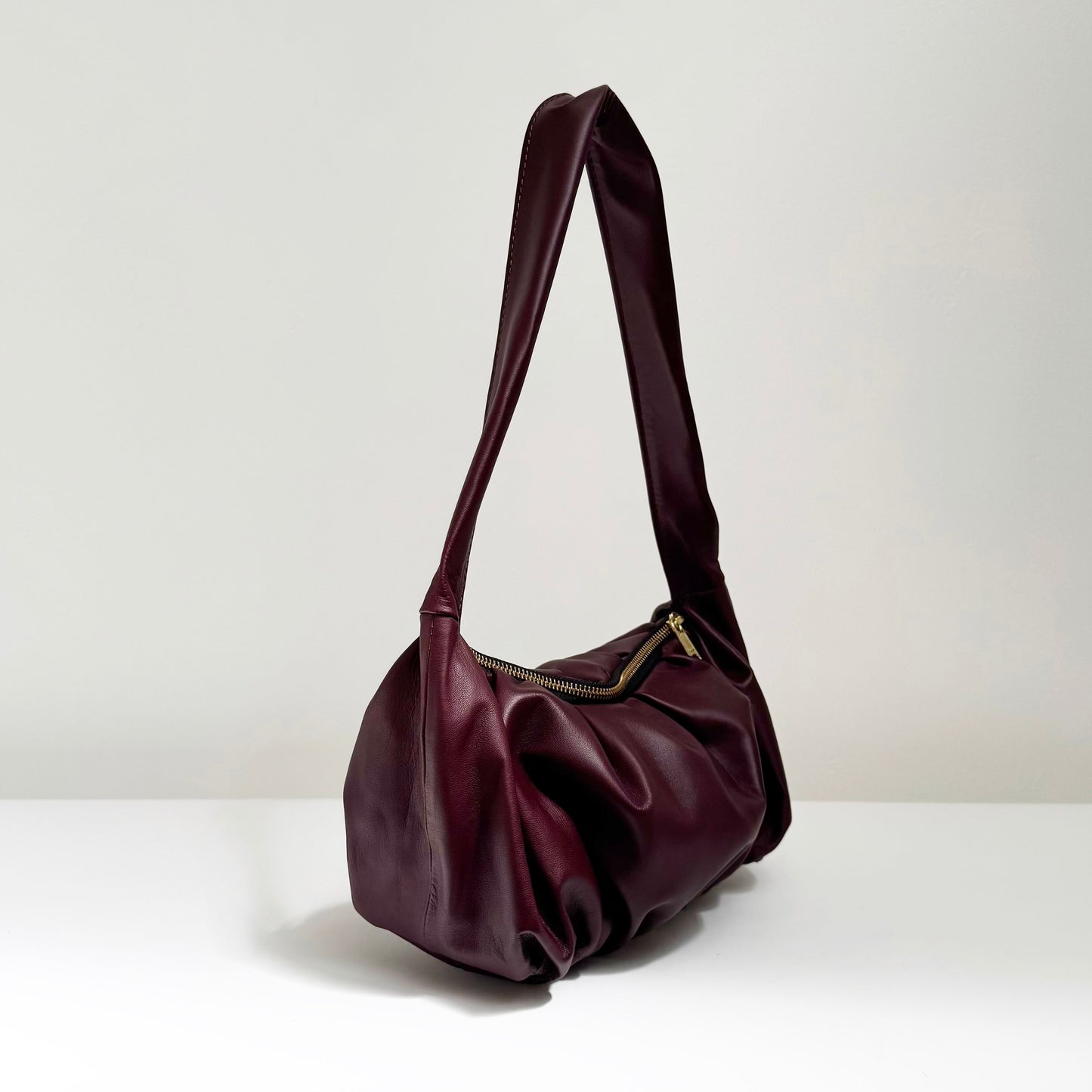 Ruched Mini Sling Bag - Plum