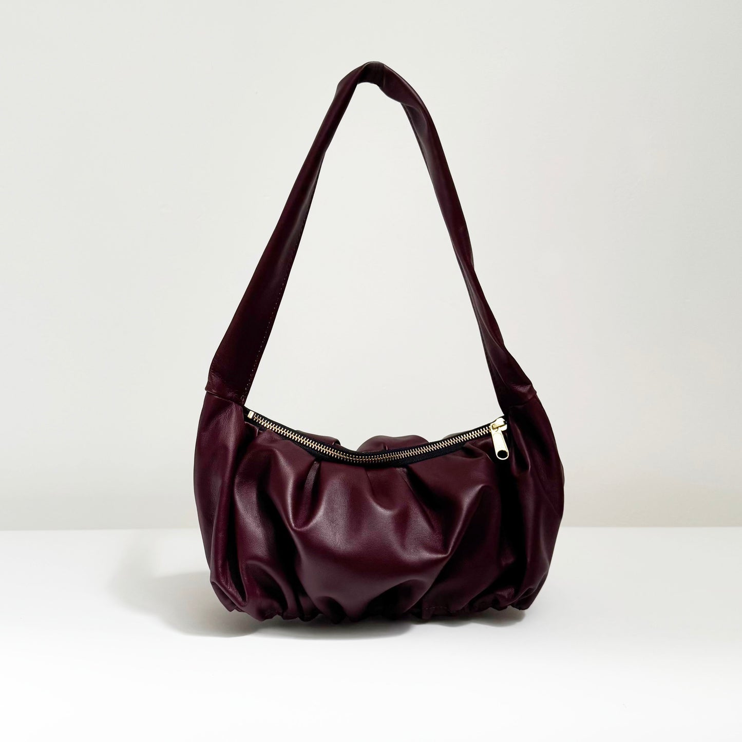 Ruched Mini Sling Bag - Plum