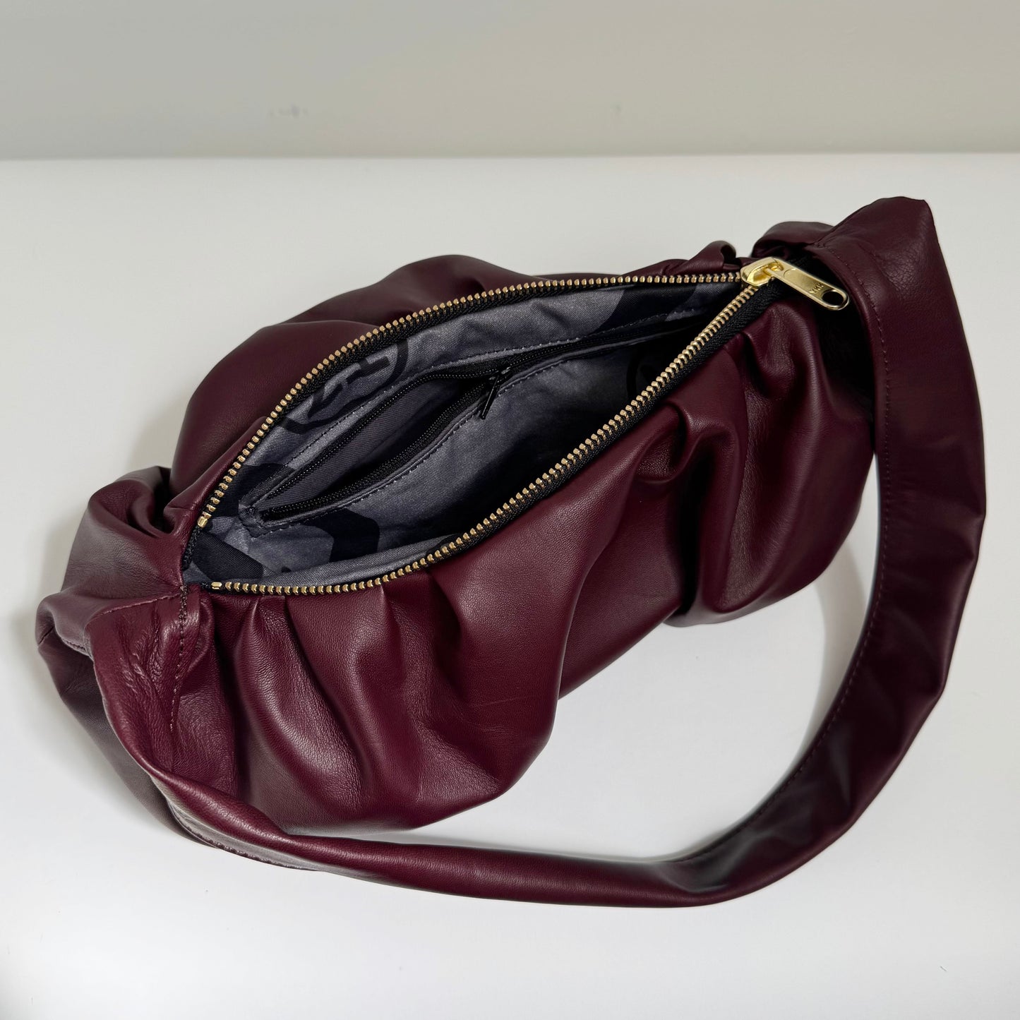 Ruched Mini Sling Bag - Plum