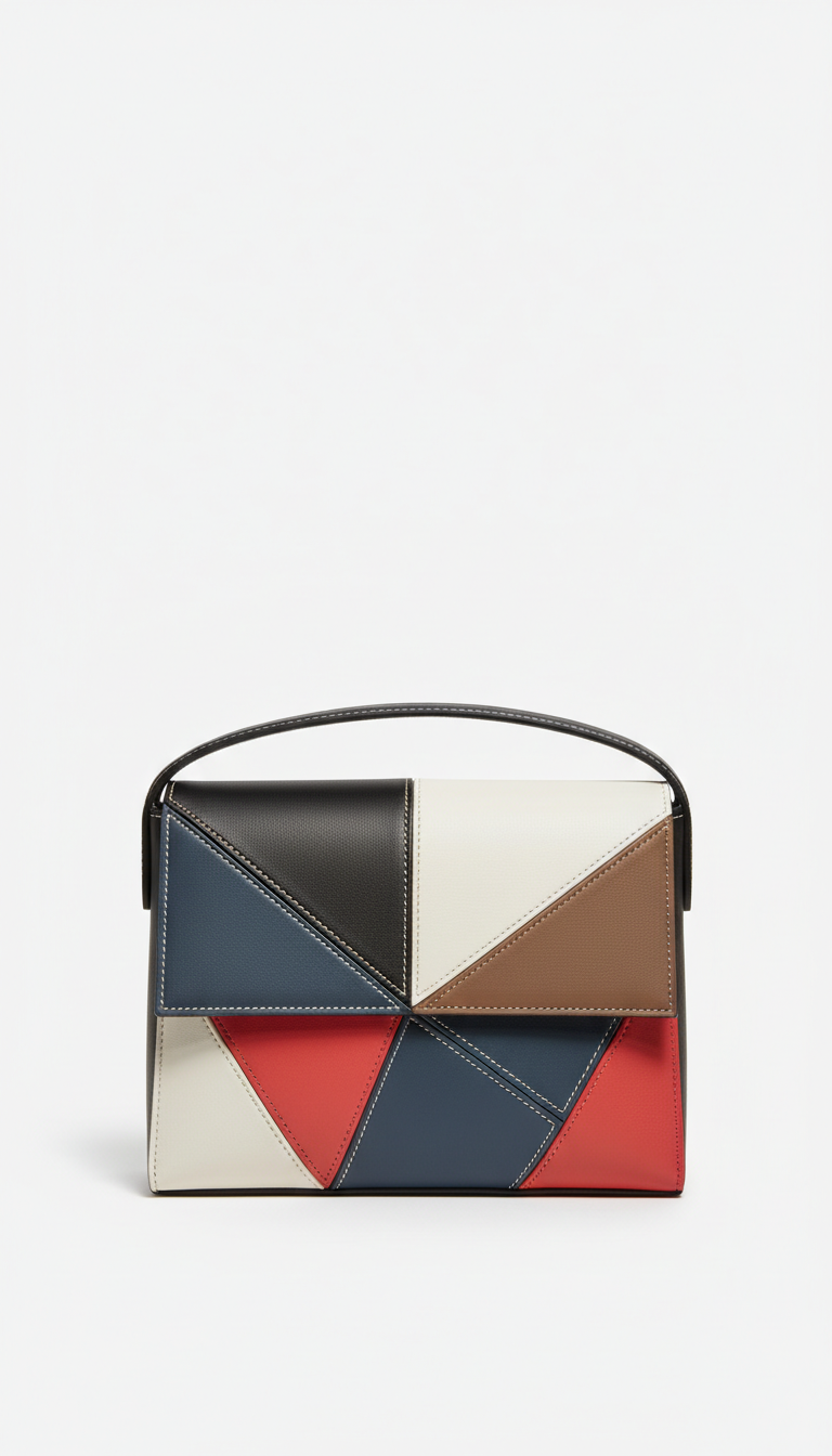 Geometric applique shoulder bag